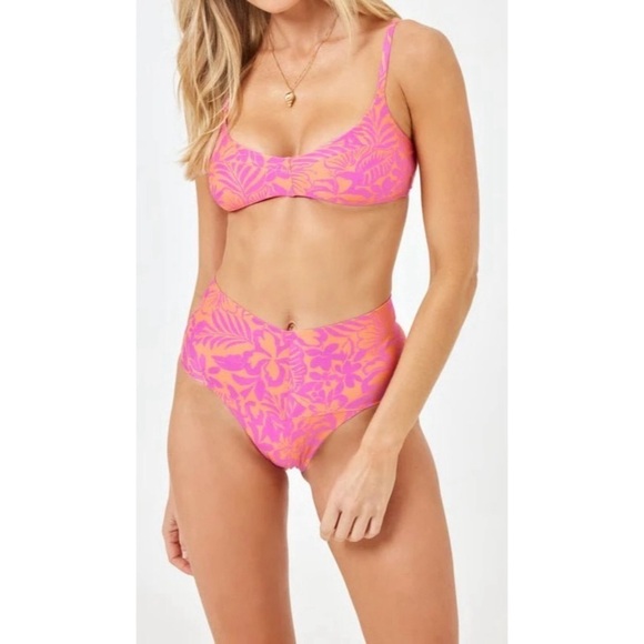l*space Other - NEW LSPACE Fused Alec Bikini Top + Fused Swimsuit Bottom Set in Path to Paradise